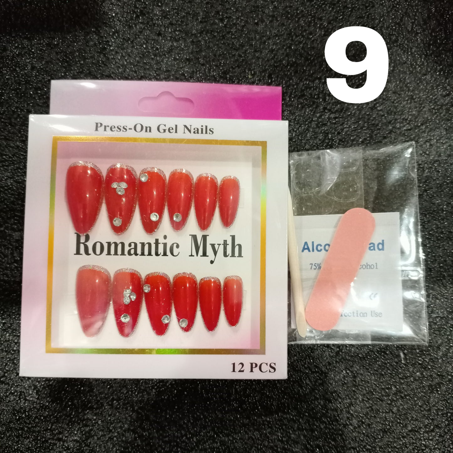 12 pcs of Press-on nails Set Stylish, Reusable, Easy To Apply