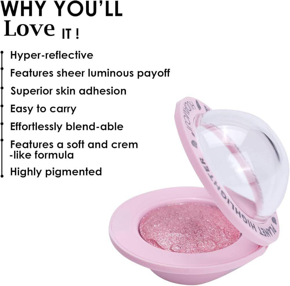 Pack of 4 Oneyioo Lunar Space Highlighters Galaxy Glow Glitter Powder Set